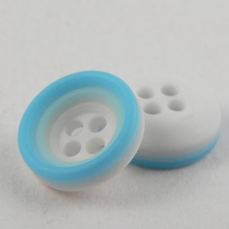 11mm Turquoise & White Rubber 4 Hole Button