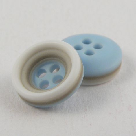 11mm Khaki Blue & Stone Rubber 4 Hole Button