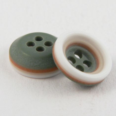 11mm Khaki Orange & Stone Rubber 4 Hole Button