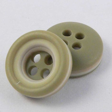 10mm Khaki & Cream Rubber 4 Hole Button