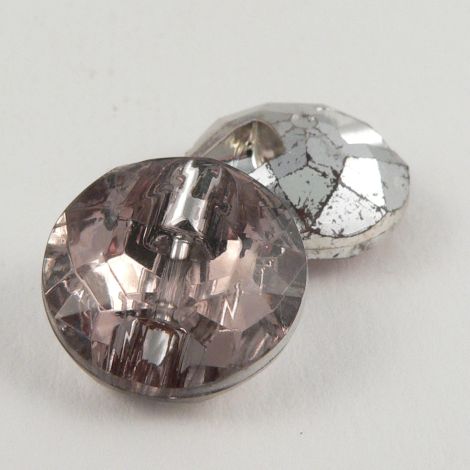 15mm Faceted Smoke Crystal Shank Button