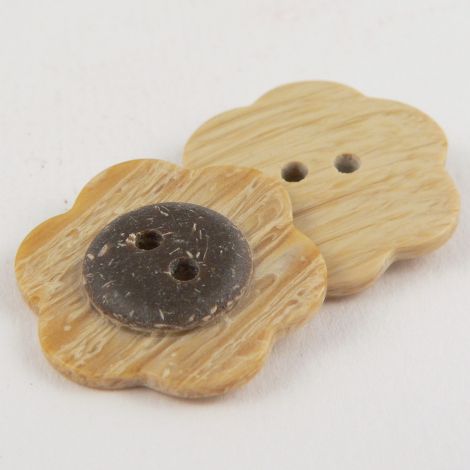 17mm Wood/Coconut Effect Flower 2 Hole Sewing Button