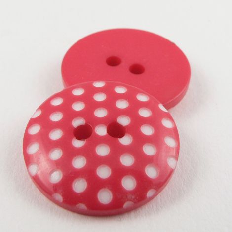 11mm Italian Pink Spotty Design 2 Hole Sewing Button