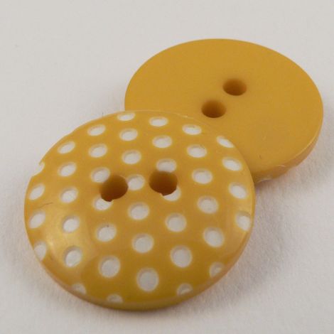 11mm Italian Yellow Spotty Design 2 Hole Sewing Button