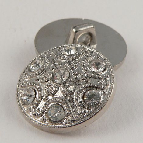 20mm Ornate Silver/Diamante Shank Button