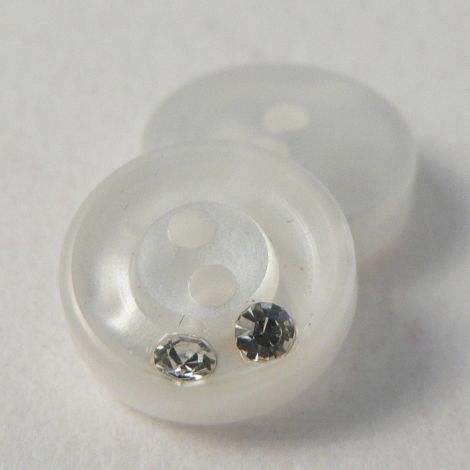 12mm White Shirt Diamante 2 Hole Button