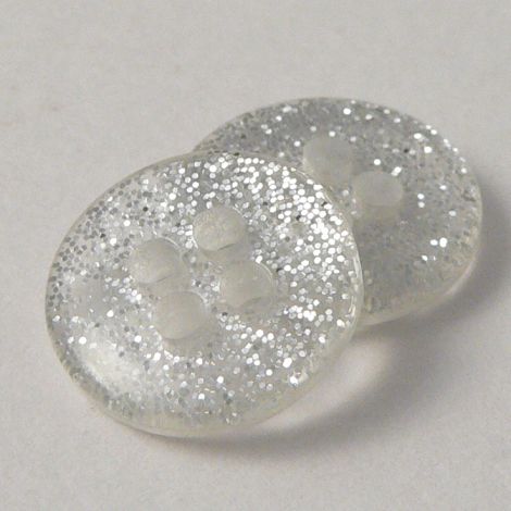 11mm Round Silver Glittery 4 Hole Button