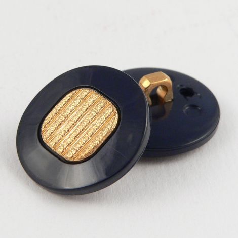 20mm Gold Domed Shank Sewing Button With A Navy Rim