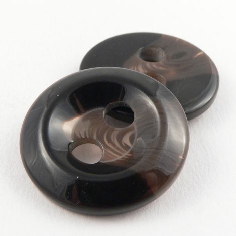 30mm Brown Horn Effect Ribbon Hole 2 Hole Coat Button