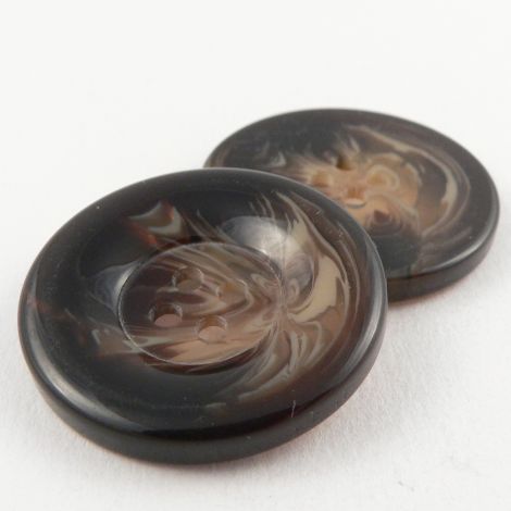 30mm Brown Horn Effect 4 Hole Coat Button