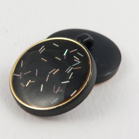 18mm Black & Multicoloured Glittery Shank Button