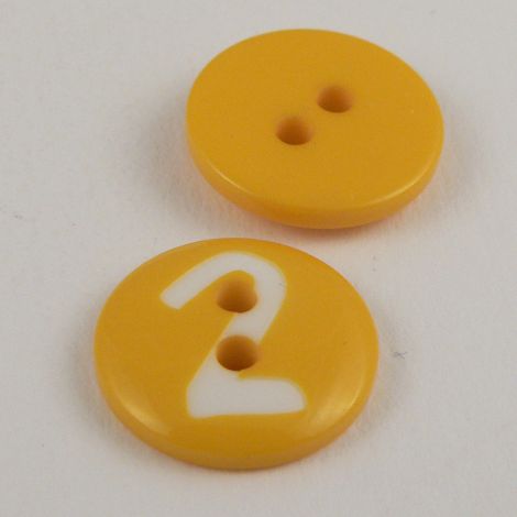 15mm Yellow Number '2' Italian 2 Hole Button