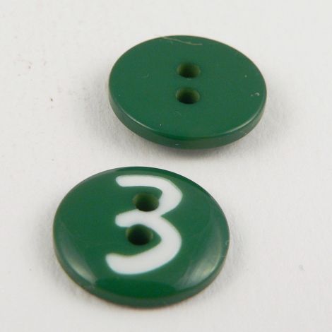 15mm Green Number '3' Italian 2 Hole Button