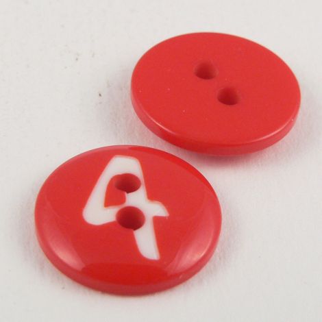 15mm Red Number '4' Italian 2 Hole Button