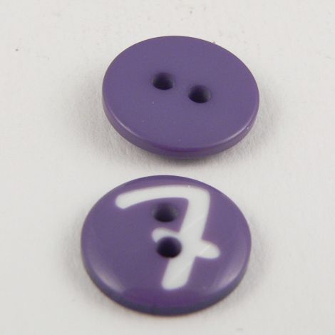 15mm Purple Number '7' Italian 2 Hole Button
