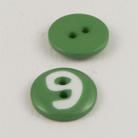 15mm Green Number '9' Italian 2 Hole Button