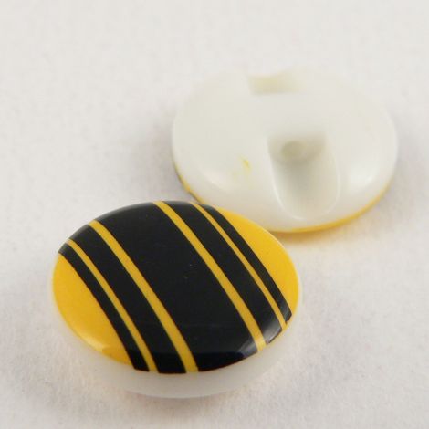 14mm Round Yellow/Black Stripe Shank Button