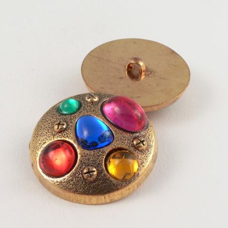 37mm Multicoloured Gem Stone Effect Brass Shank Button