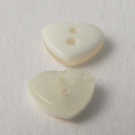 9mm White Opaque Heart 2 Hole Button