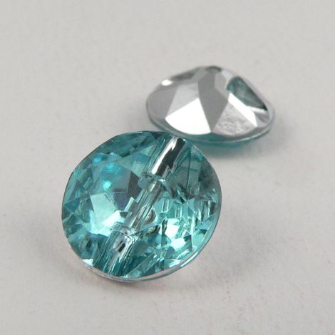 12mm Aqua Blue Faceted Shank Button