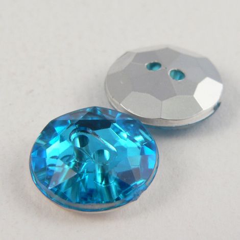 12mm Turquoise Blue 2 Hole Faceted Button