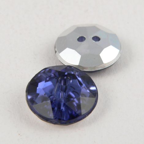 12mm Blue 2 Hole Faceted Button