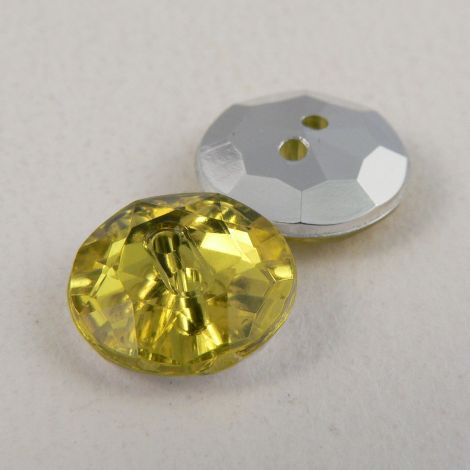 12mm Yellow 2 Hole Faceted Button