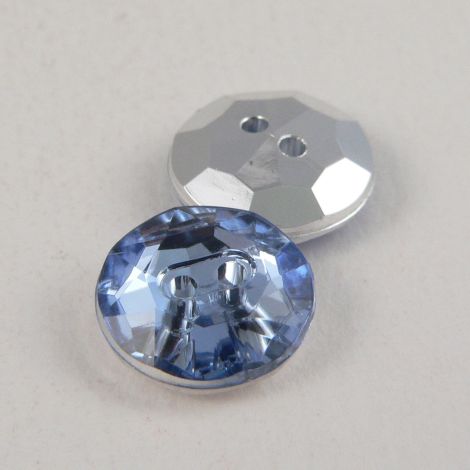 12mm Pale Blue 2 Hole Faceted Button