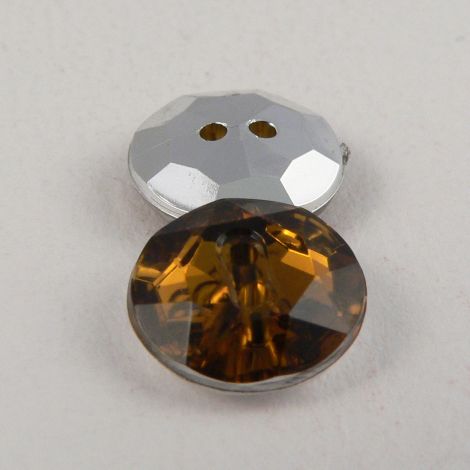 12mm Gold Amber 2 Hole Faceted Button