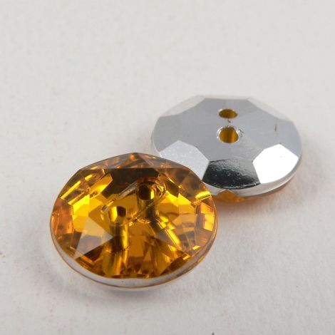 12mm Gold Yellow 2 Hole Faceted Button