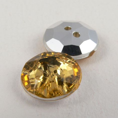 12mm Yellow 2 Hole Faceted Button