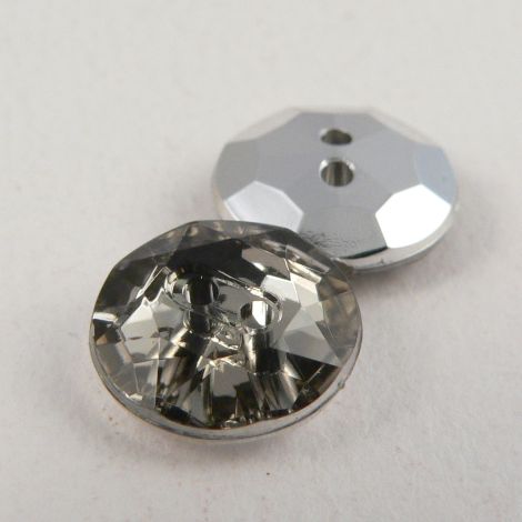 12mm Smoked Grey 2 Hole Faceted Button