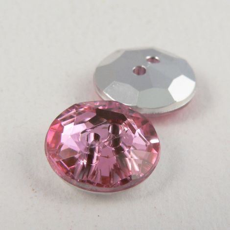 12mm Pink 2 Hole Faceted Button