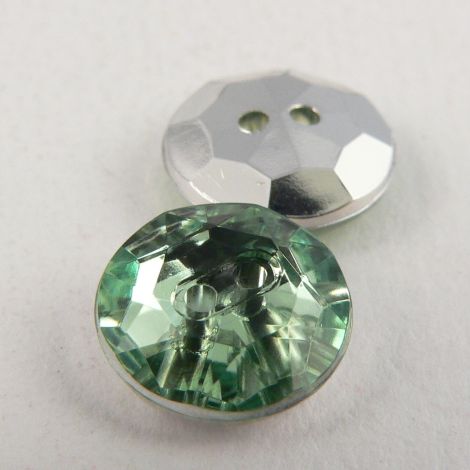 12mm Mint Green 2 Hole Faceted Button
