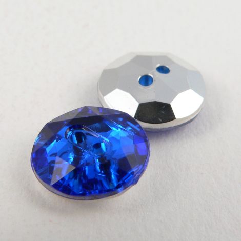 12mm Royal Blue 2 Hole Faceted Button