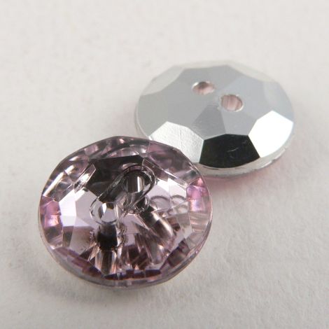 12mm Pale Pink 2 Hole Faceted Button