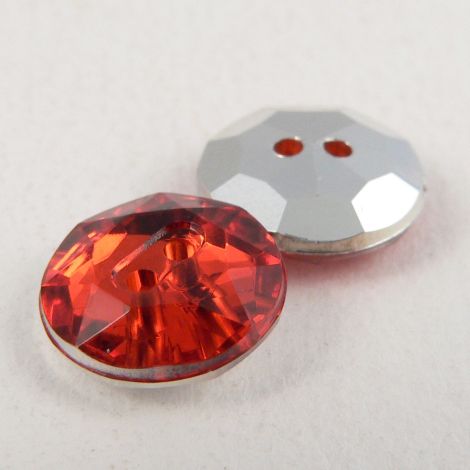 12mm Red 2 Hole Faceted Button