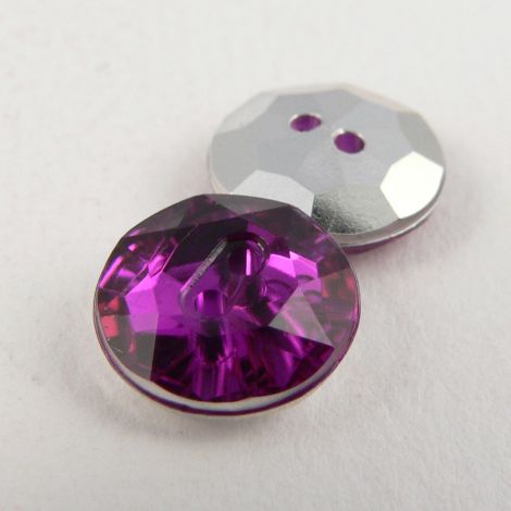 12mm Purple 2 Hole Faceted Button