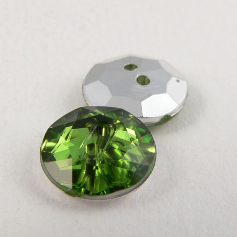 12mm  Green 2 Hole Faceted Button