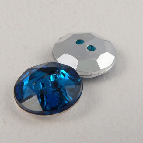 12mm  Montana Blue 2 Hole Faceted Button