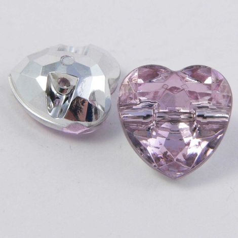 15mm Pink Faceted Heart Shank Button