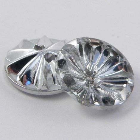 15mm Clear/Silver Flower 2 Hole Button