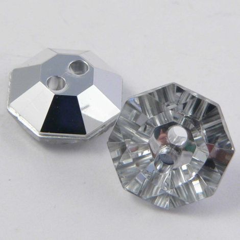 12mm Clear Faceted Octagon 2 Hole Button