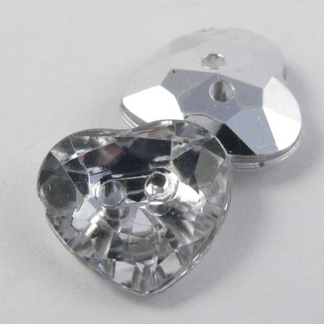 12mm Clear Faceted Heart Shank Button