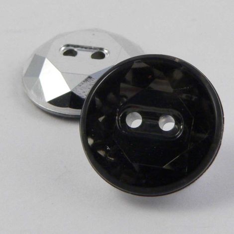 14mm Smoke Flat Top Faceted 2 Hole Button