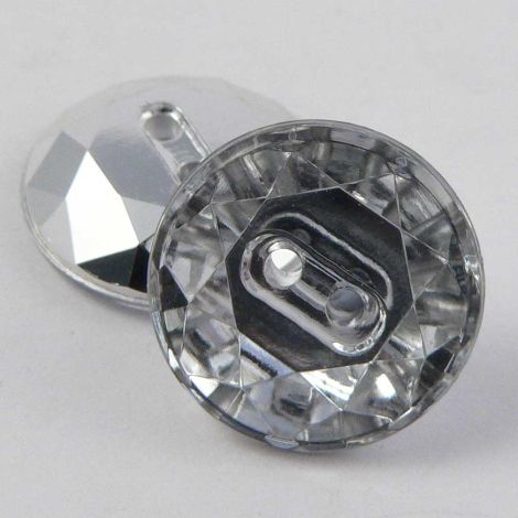 12mm Clear Flat Top Faceted 2 Hole Button