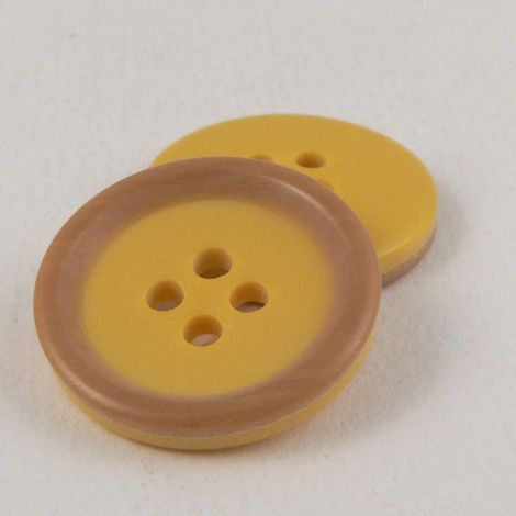 20mm Yellow & Wood Effect Suit Style 4-Hole Button