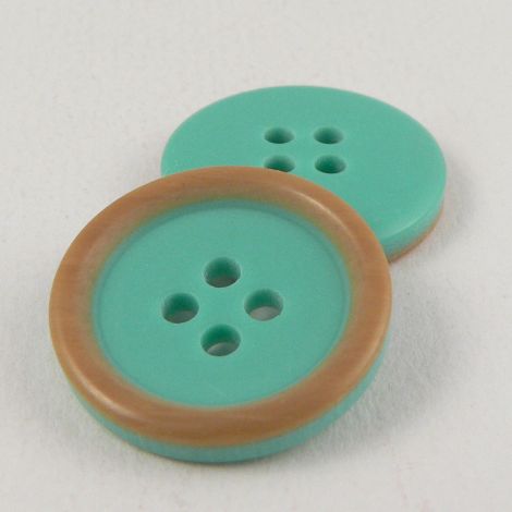20mm Mint Green & Wood Effect Suit Style 4-Hole Button