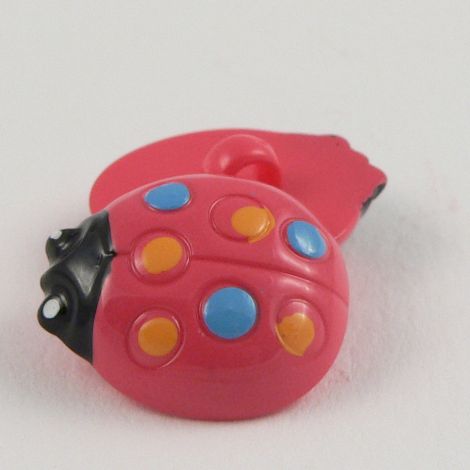 16mm Pink Ladybird Shank Button