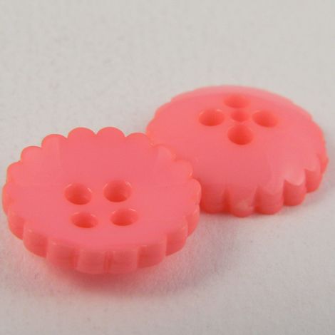 15mm Fluorescent Pink Frilly Edge 4 Hole Sewing Button